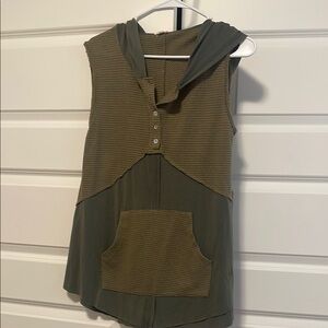 POL Olive Green Hooded Tank Top